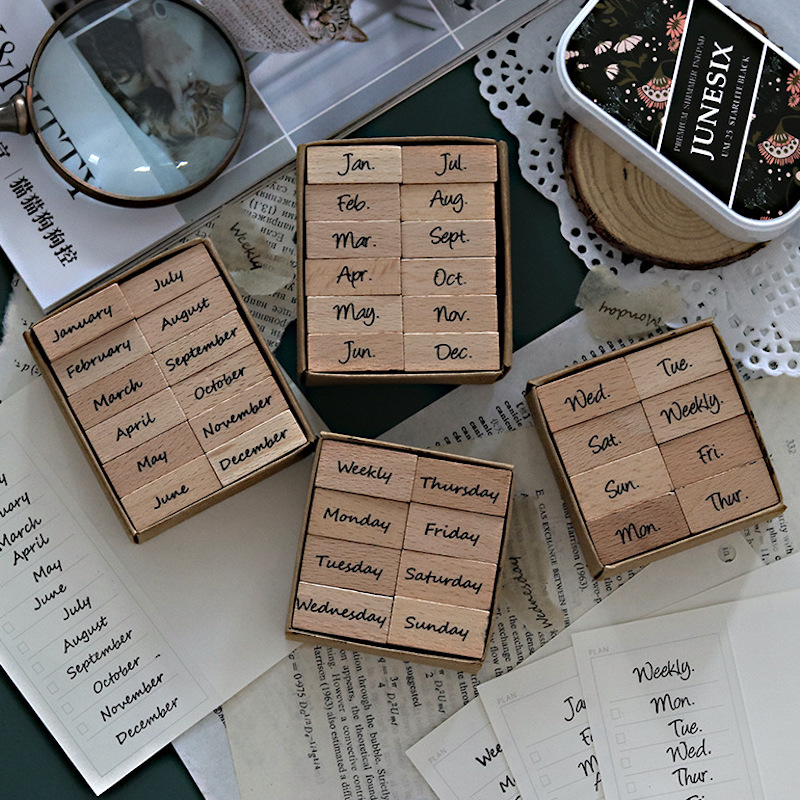Rubber Date Stamp - الأرقام العربية يوم شهر التقويم الخشب
