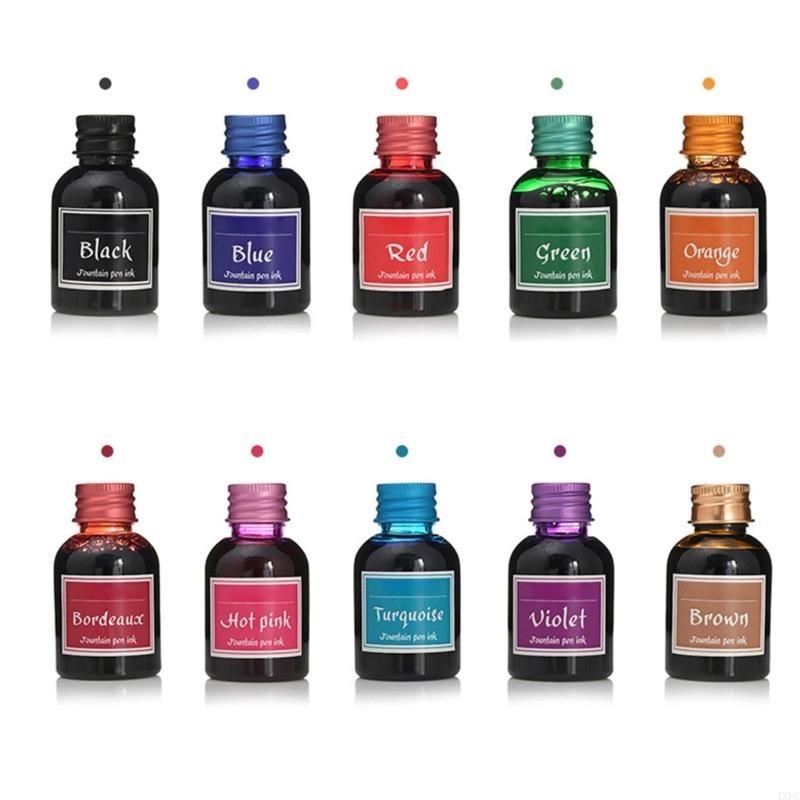 10 ألوان 1 زجاجة نقية ملونة 30 - مراجعة Fountain Pen Bottled Ink وسعره